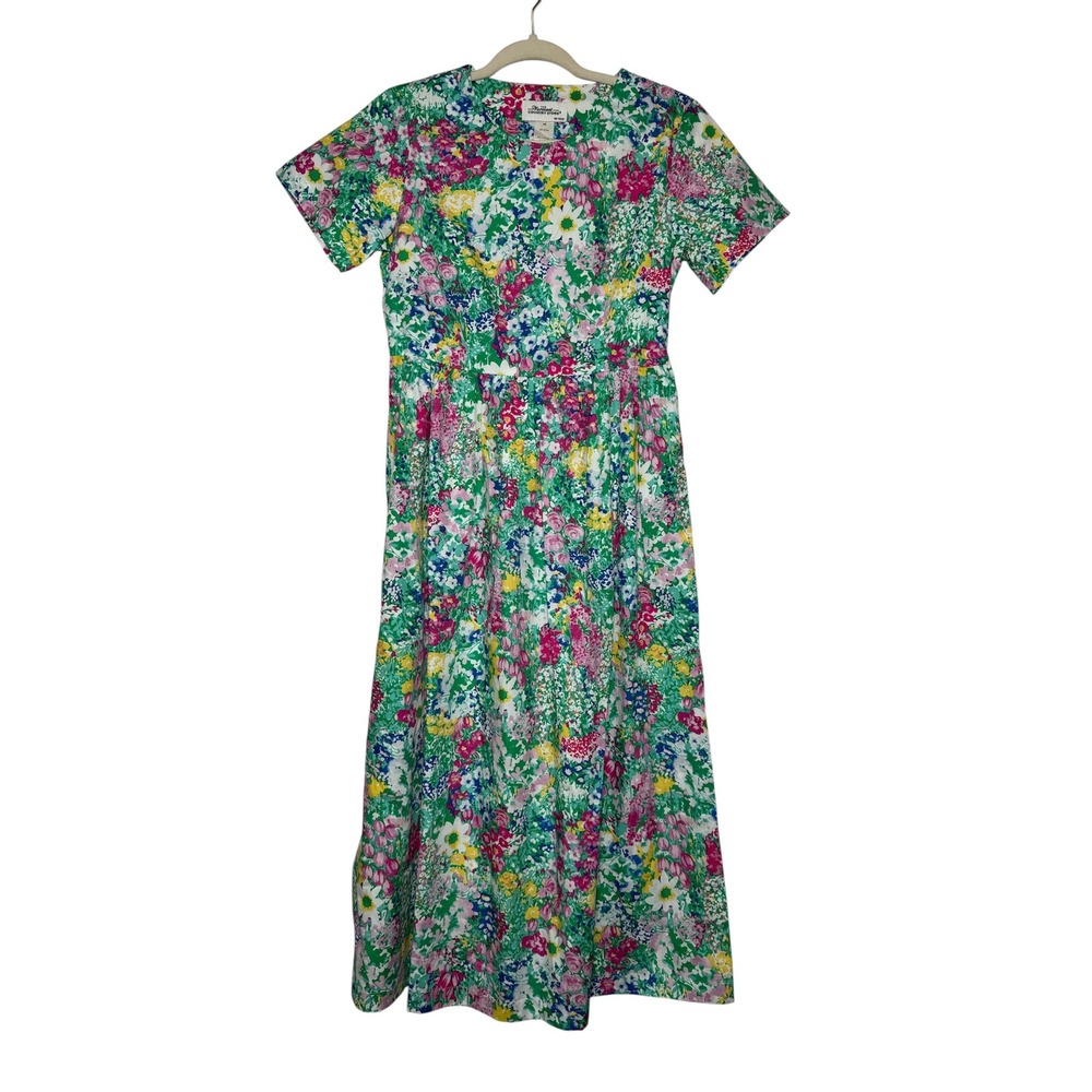 The Vermont Country Store XS Floral Print Cotton Midi Dress‎ Vintage Style